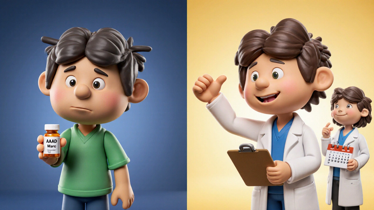 Figure en argile avant/après traitement montrant repousse des cheveux.