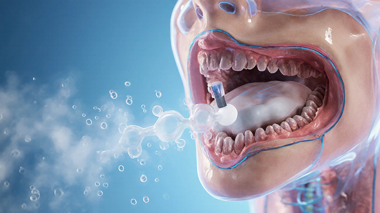 Glandes salivaires en argile avec molécules bloquant la production de salive.