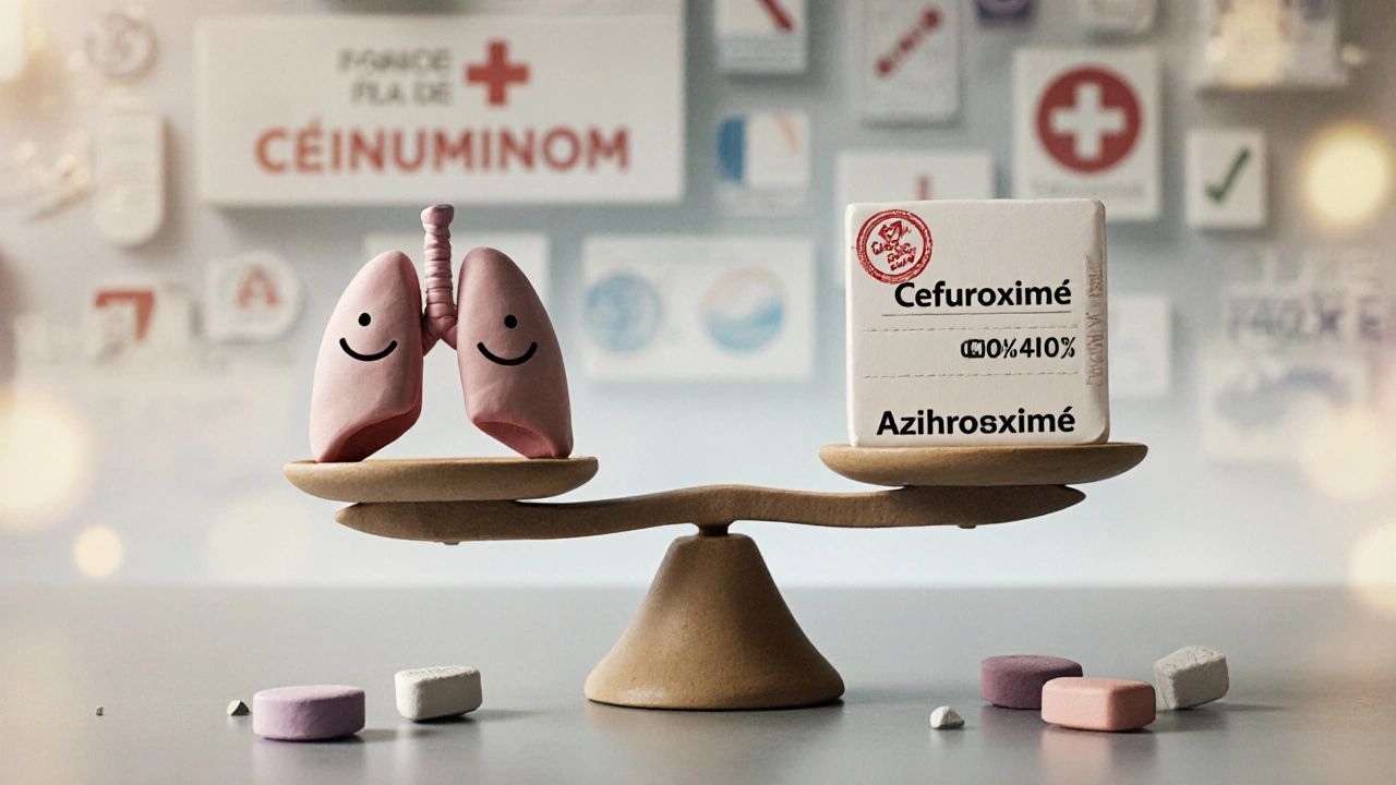 Une balance en argile compare un antibiotique bien remboursé à d&#039;autres échoués, symbolisant le choix thérapeutique.