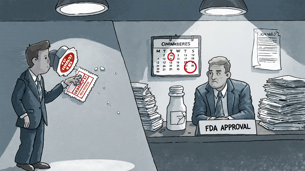 Comparaison entre un fabricant de médicaments de marque mettant à jour un avertissement et un fabricant de génériques en attente d&#039;autorisation.