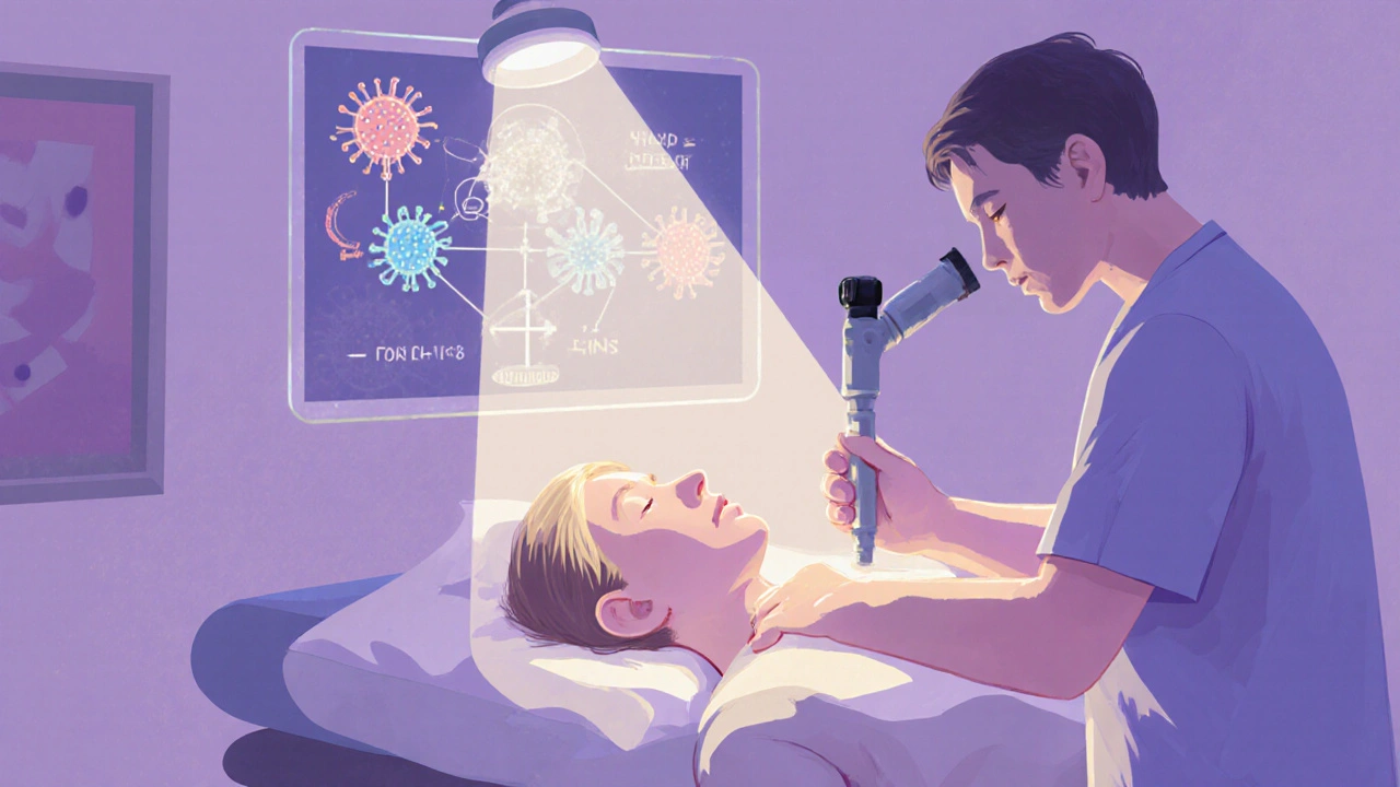 Examen anal en milieu médical doux, avec une lumière douce mettant en valeur la détection précoce.