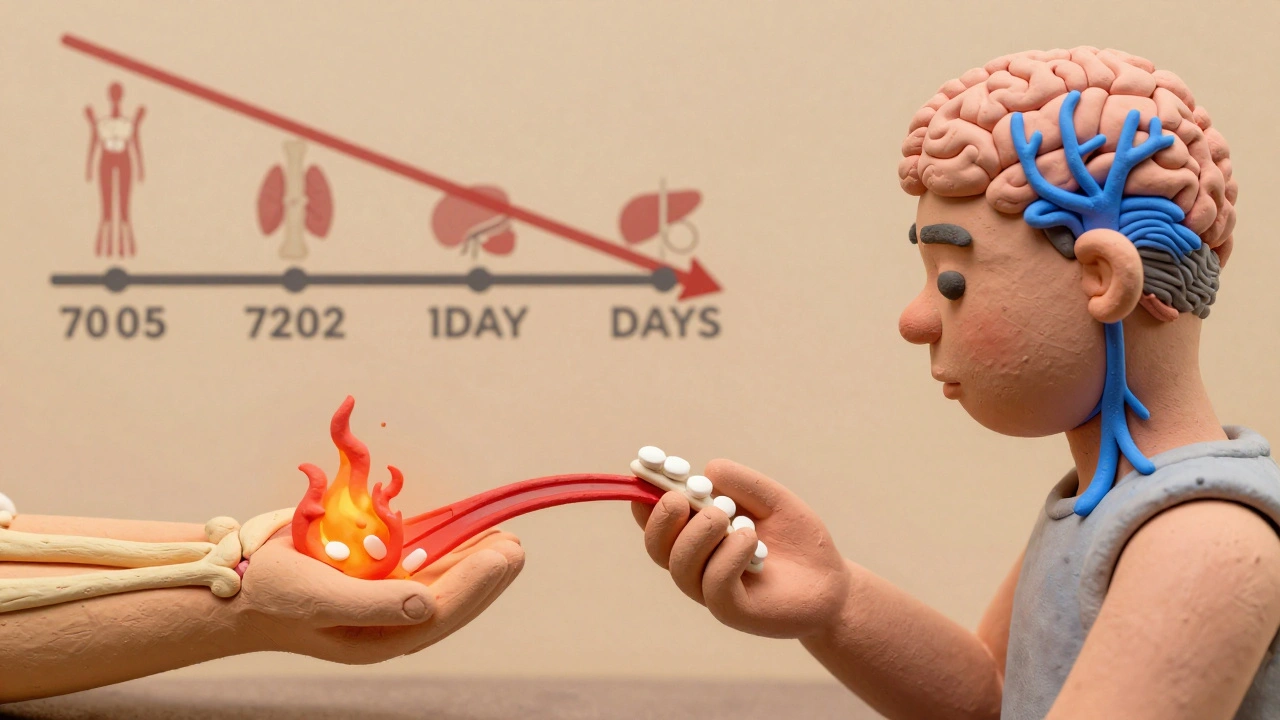 Combinaison de paracétamol et d&#039;ibuprofène apaisant la douleur au niveau du tissu et du cerveau.