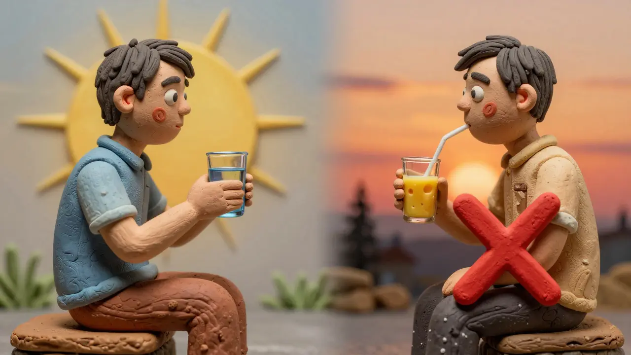 Deux chemins opposés : bonne et mauvaise façon de prendre un bisphosphonate, illustrés en argile.