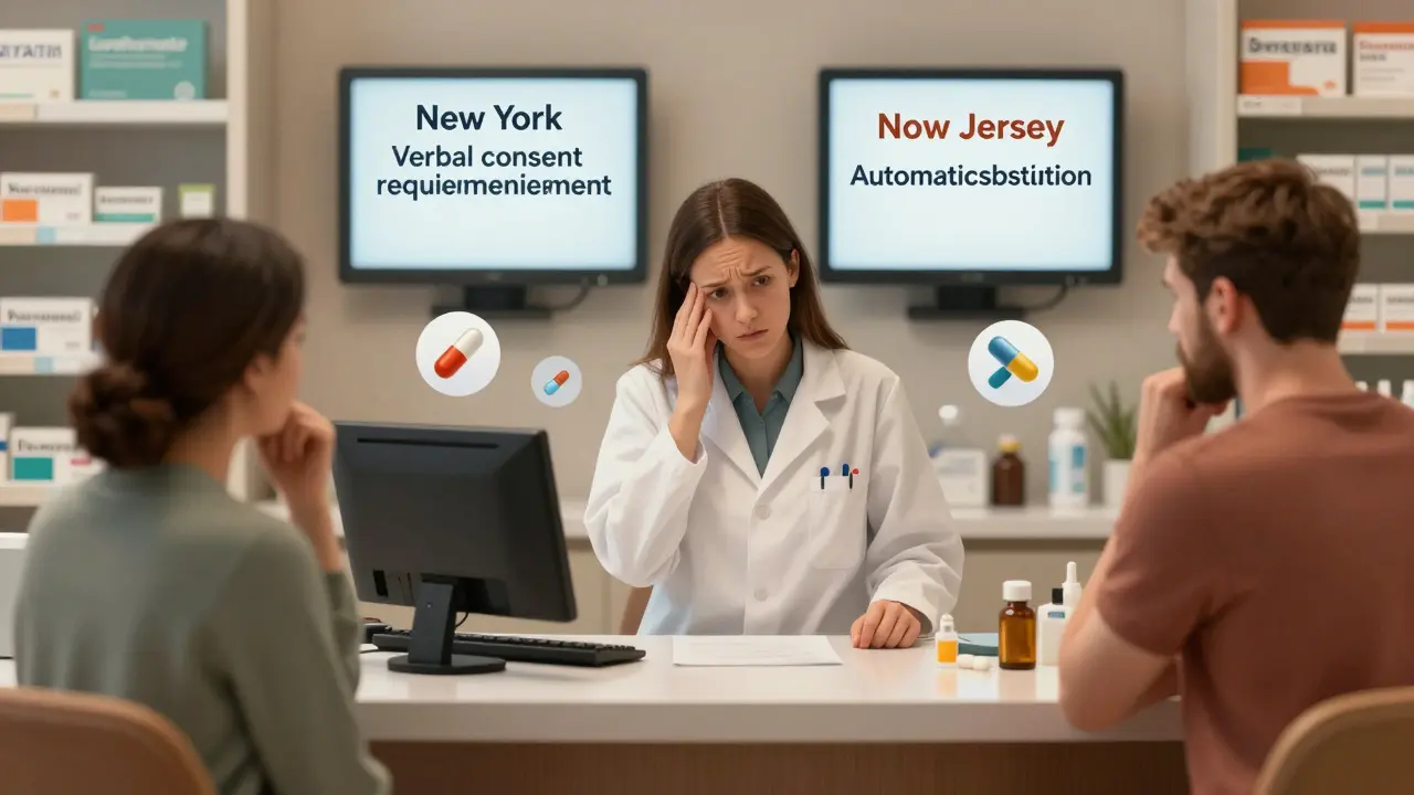 Un pharmacien perdu entre deux lois d'État différentes sur les médicaments génériques.