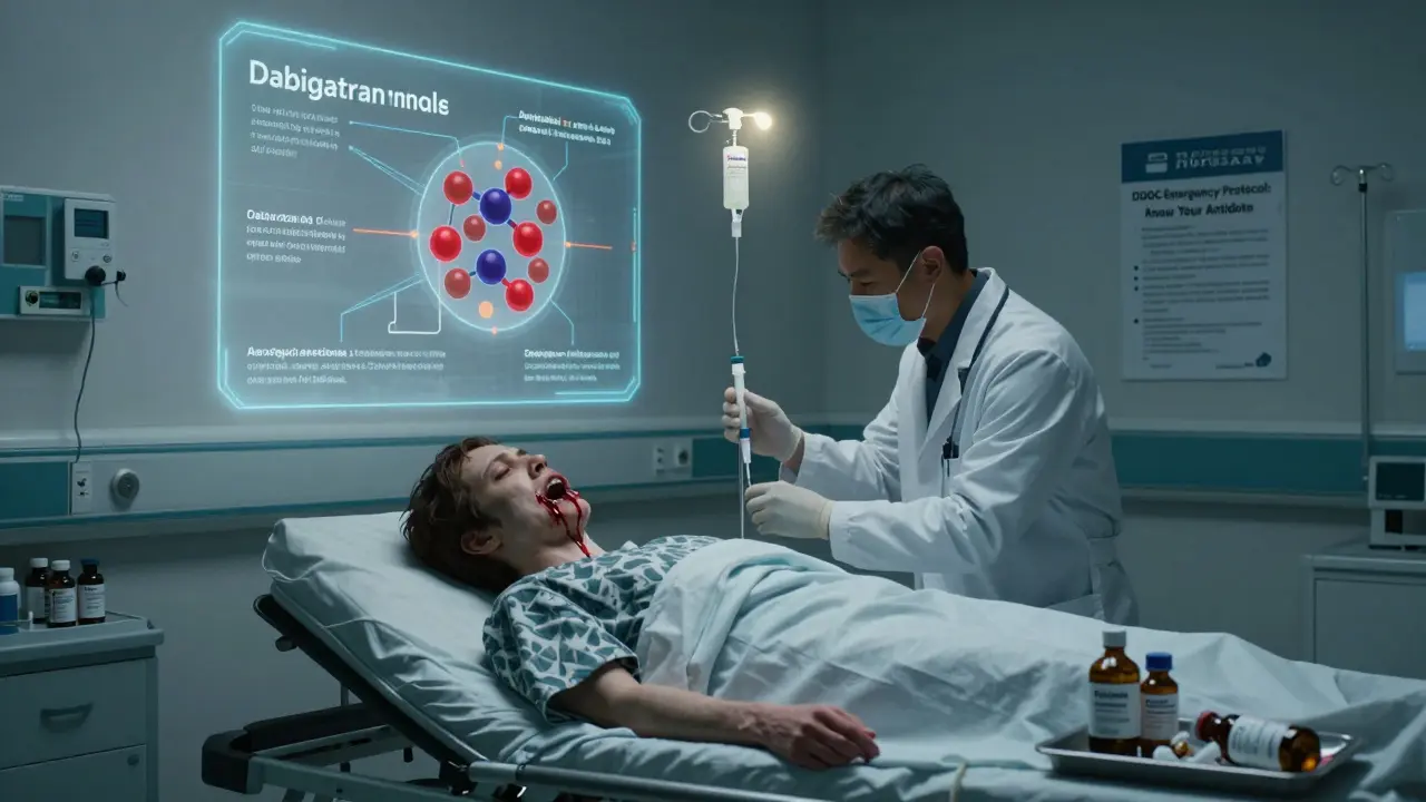 Urgence hospitalière : un médecin administre un antidote à un patient saignant sous anticoagulant.