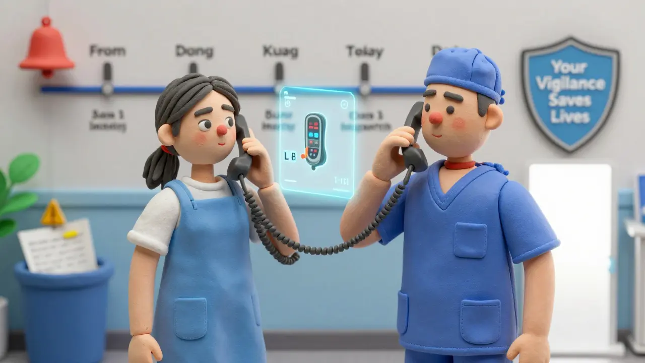 Patient appelant son chirurgien avec un hologramme de son dispositif implanté et son numéro de lot.