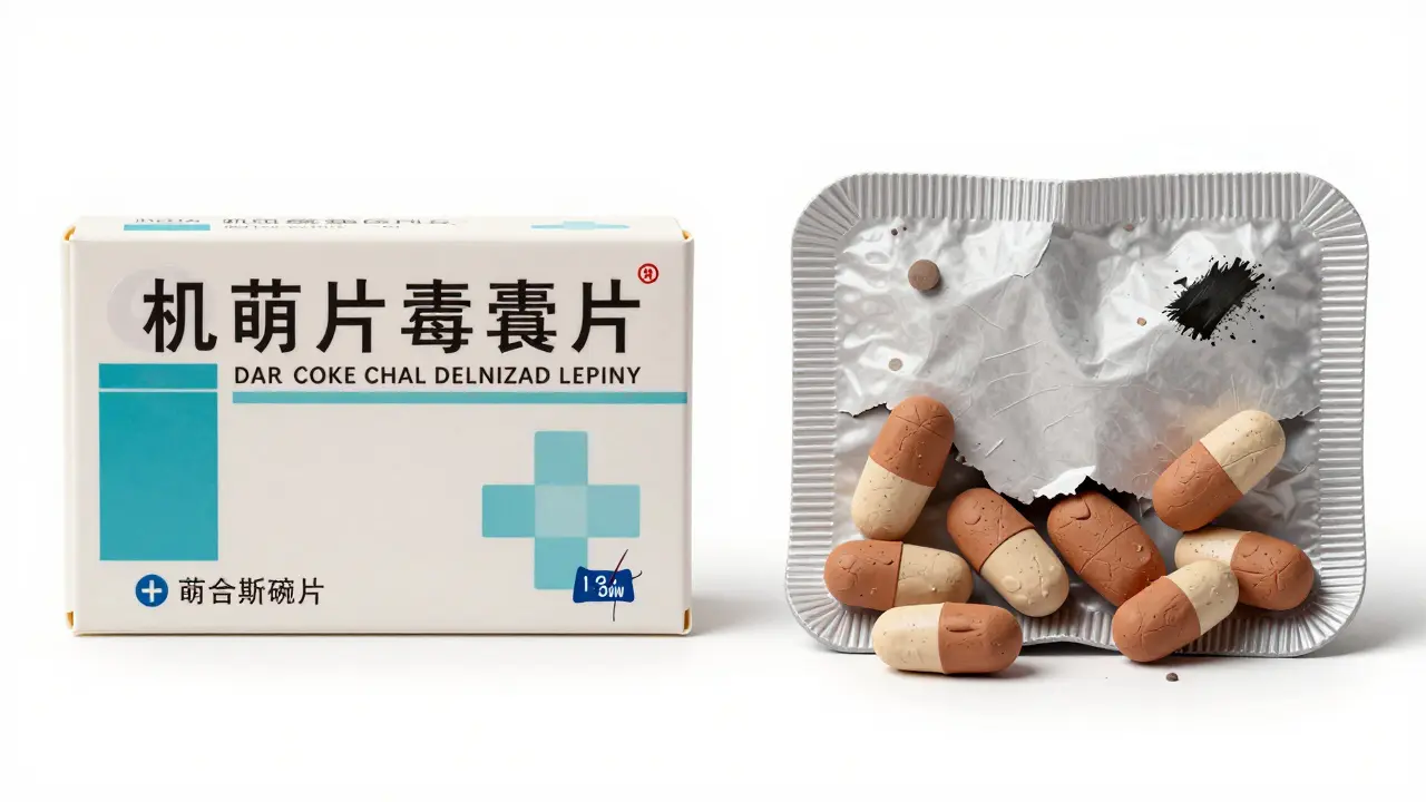 Comparaison entre un médicament certifié et une contrefaçon en pâte à modeler.