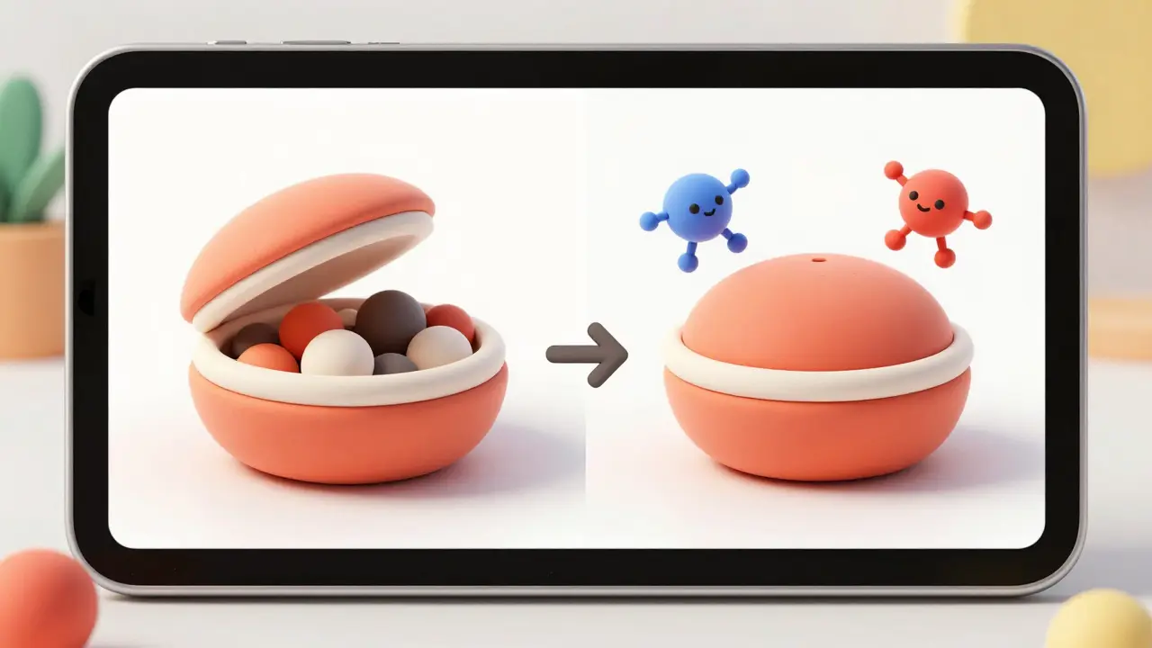 Comparaison visuelle entre un médicament original et un générique en style pâte à modeler.