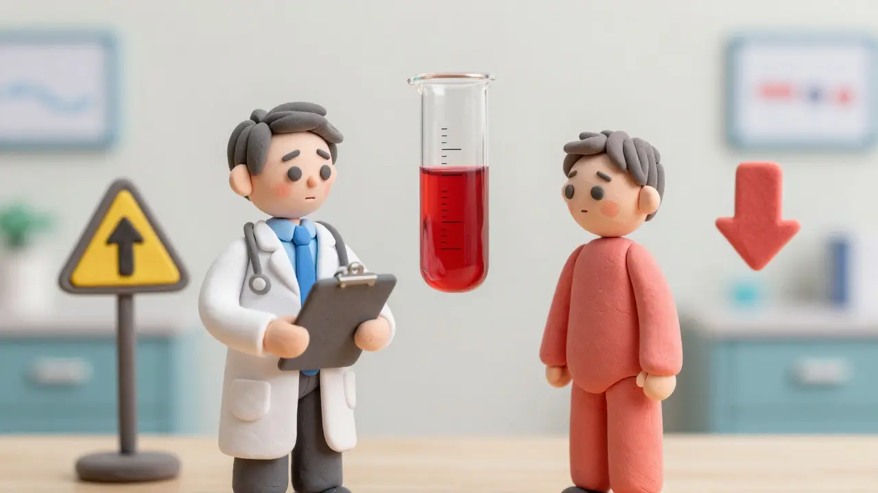 Médecin et patient en argile surveillant un niveau de liquide dans un bécher