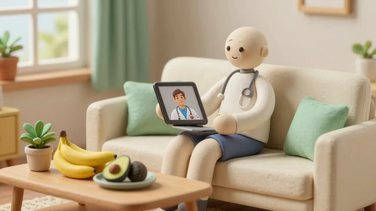 Personnage en argile en téléconsultation avec médecin