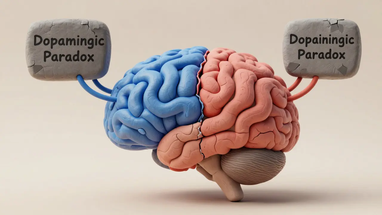 Cerveau en argile montrant le blocage de la dopamine par les médicaments