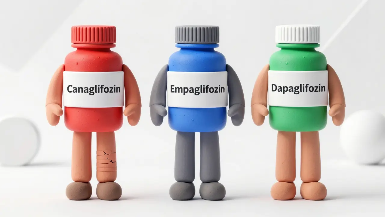 Comparaison visuelle des risques d'amputation entre trois médicaments