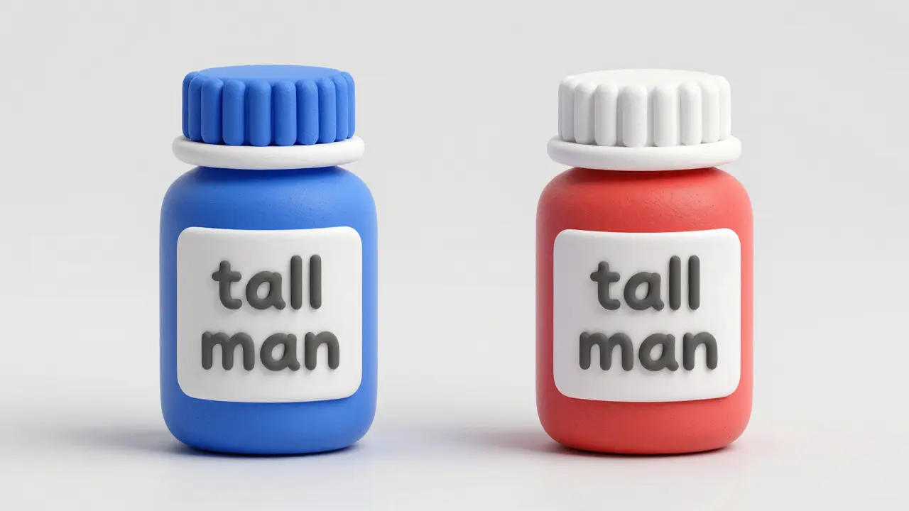 Deux flacons de médicaments similaires illustrant la confusion des noms