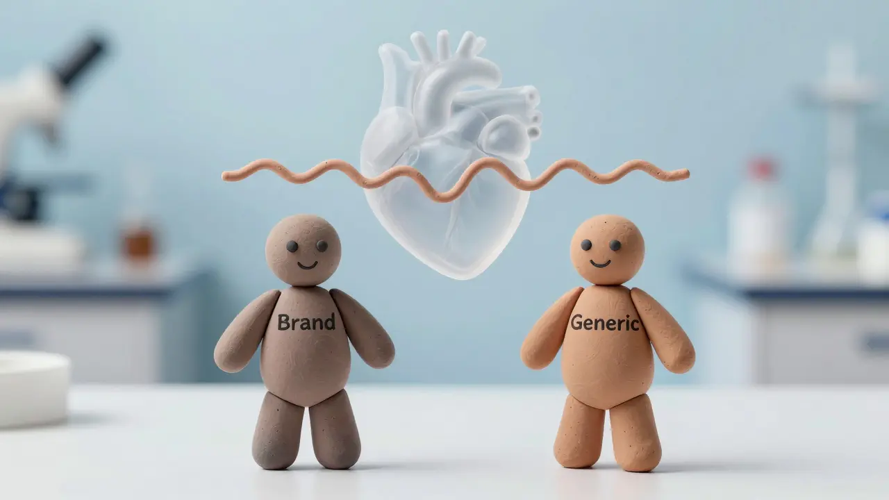 Illustration argileuse montrant l'équivalence biologique des médicaments