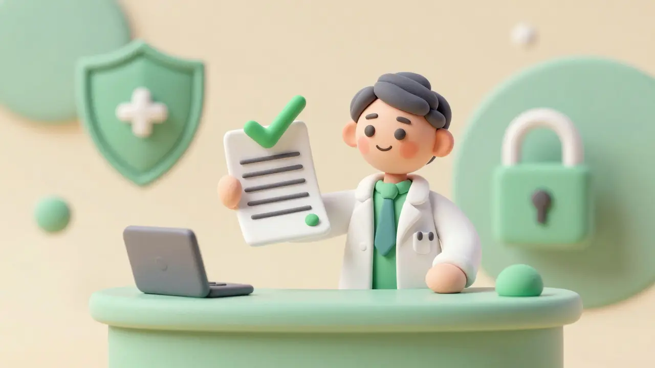 Pharmacien vérifiant une ordonnance pour un achat sécurisé