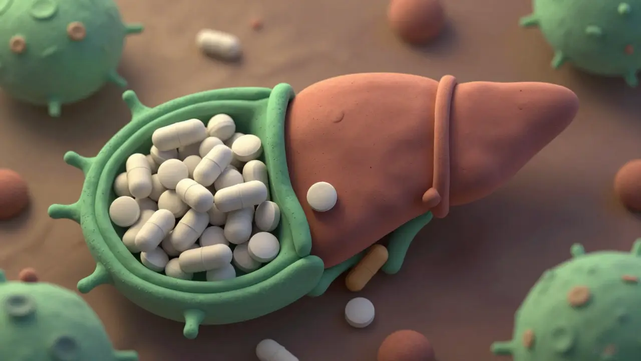 Piles de médicaments bloqués par des barrières vertes