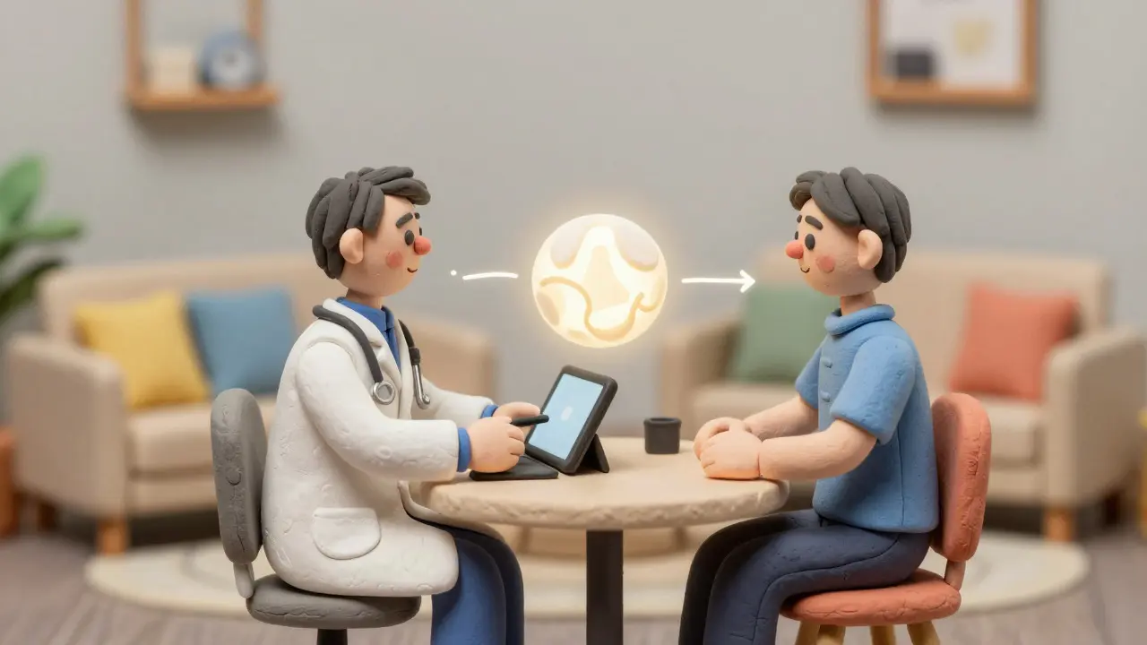 Consultation télémédecine entre un médecin et un patient illustrée en argile
